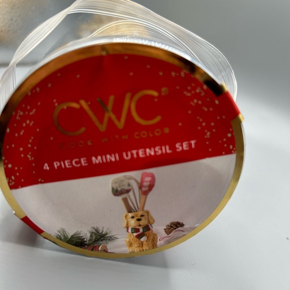 Cook With Color Christmas DOG Silicone Utensil Set Ceramic Holder Christmas NEW - Picture 4 of 6